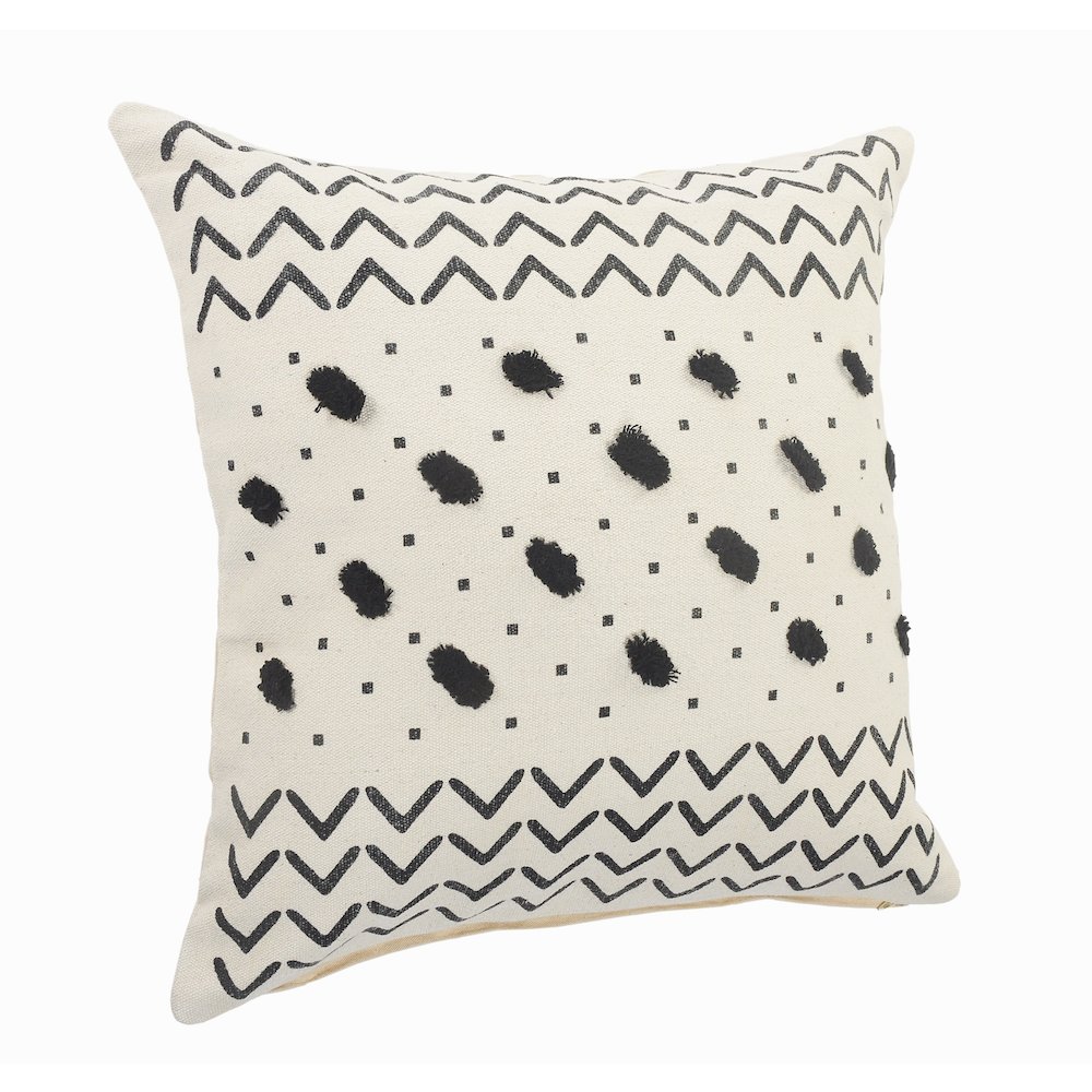 Avant-garde Cotton Pillow Set of 2 in Ivory/Black, 20" x 20". Picture 3