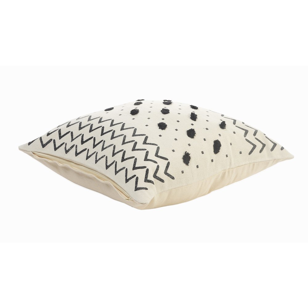 Avant-garde Cotton Pillow Set of 2 in Ivory/Black, 20" x 20". Picture 5