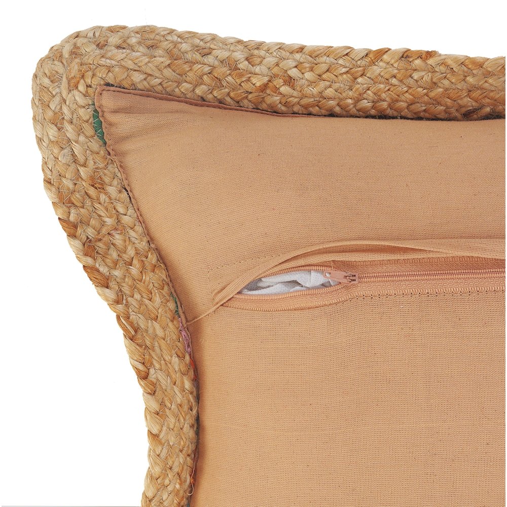 Riley Cotton and Jute Pillow Set of 2 in Blue/Orange, 20" x 20". Picture 4