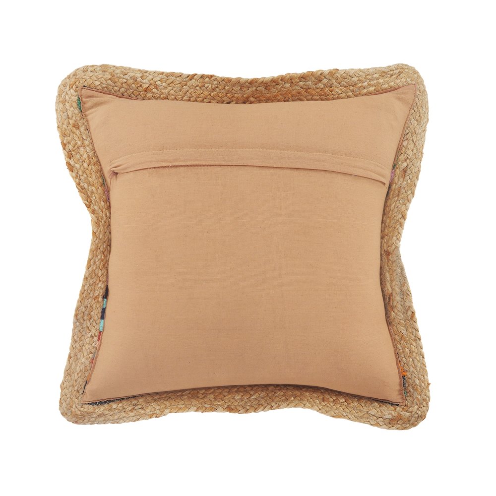 Riley Cotton and Jute Pillow Set of 2 in Blue/Orange, 20" x 20". Picture 6