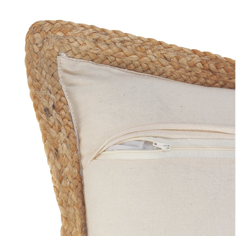 Riley Cotton and Jute Pillow Set of 2 in Multicolored/Tan, 20" x 20". Picture 4