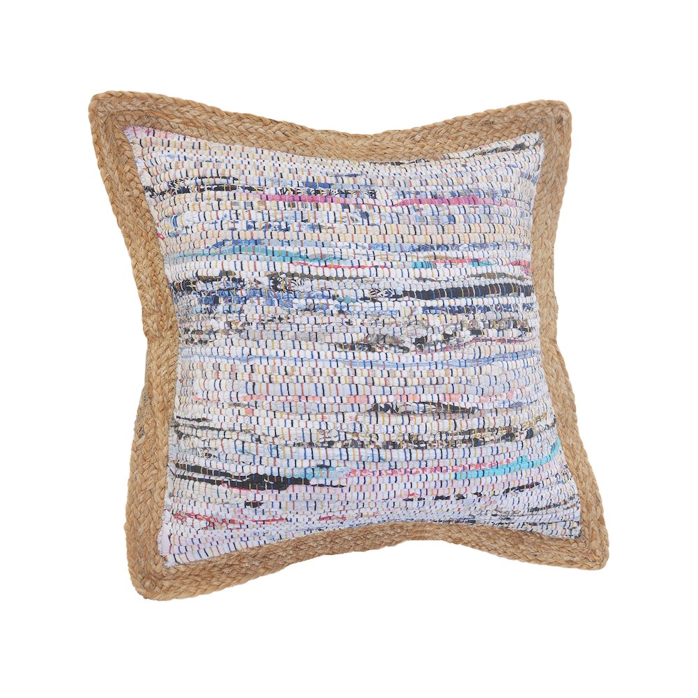 Riley Cotton and Jute Pillow Set of 2 in Multicolored/Tan, 20" x 20". Picture 10