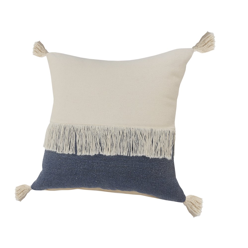 Carnival Cotton Pillow Set of 2 in Blue/Cream, 20" x 20". Picture 7