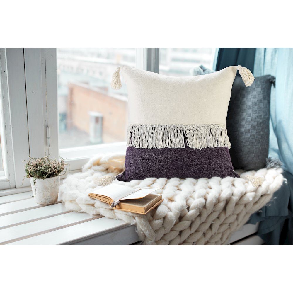 Carnival Cotton Pillow Set of 2 in Purple/Cream, 20" x 20". Picture 9