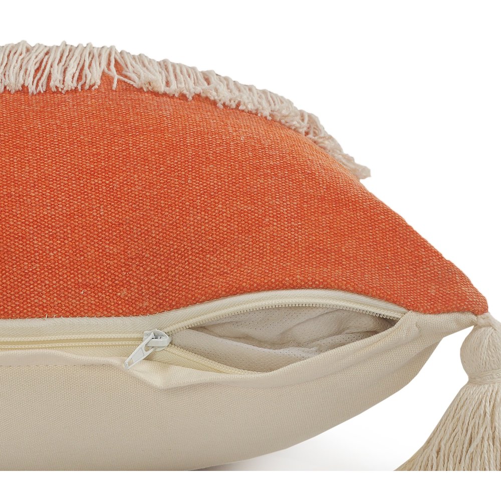 Fringe Festival Orange Color Block Lumbar Throw Pillow. Picture 3
