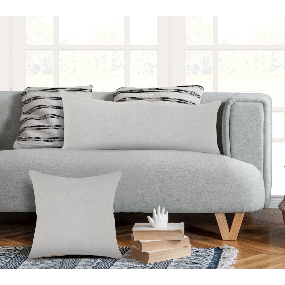 Sundaze Cotton Pillow Set of 2 in Gray, 14" x 36". Picture 10
