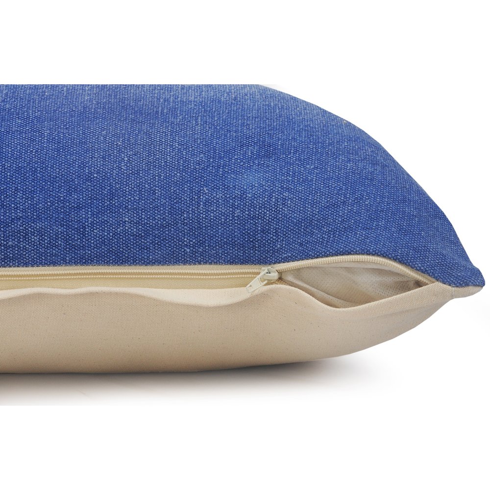 Classic Blue Solid Lumbar Throw Pillow. Picture 3