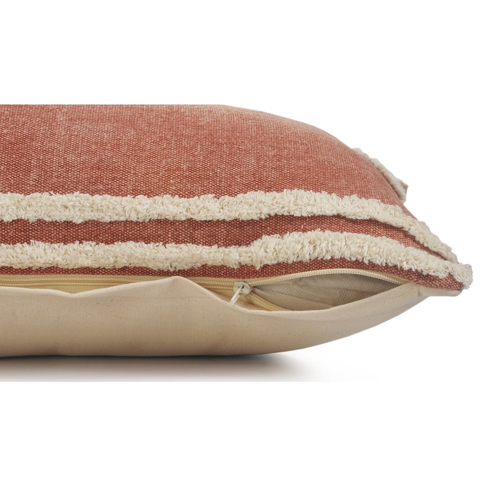 Soft Striped Cinnamon Lumbar Throw Pillow. Picture 3