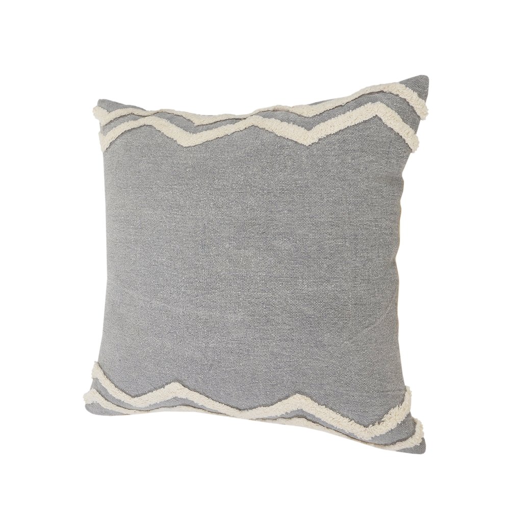 Rory Cotton Pillow Set of 2 in Gray/Cream, 20" x 20". Picture 6