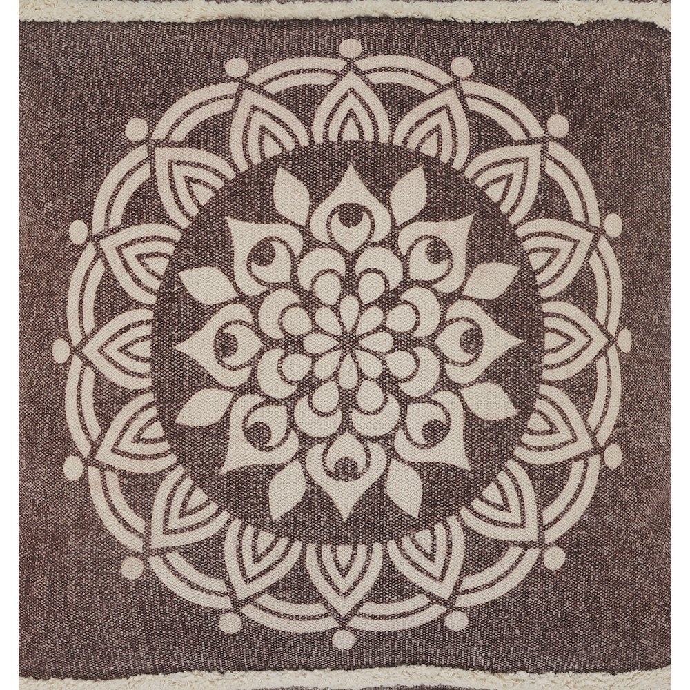 Mandala Cotton Pillow Set of 2 in Brown/White, 20" x 20". Picture 2