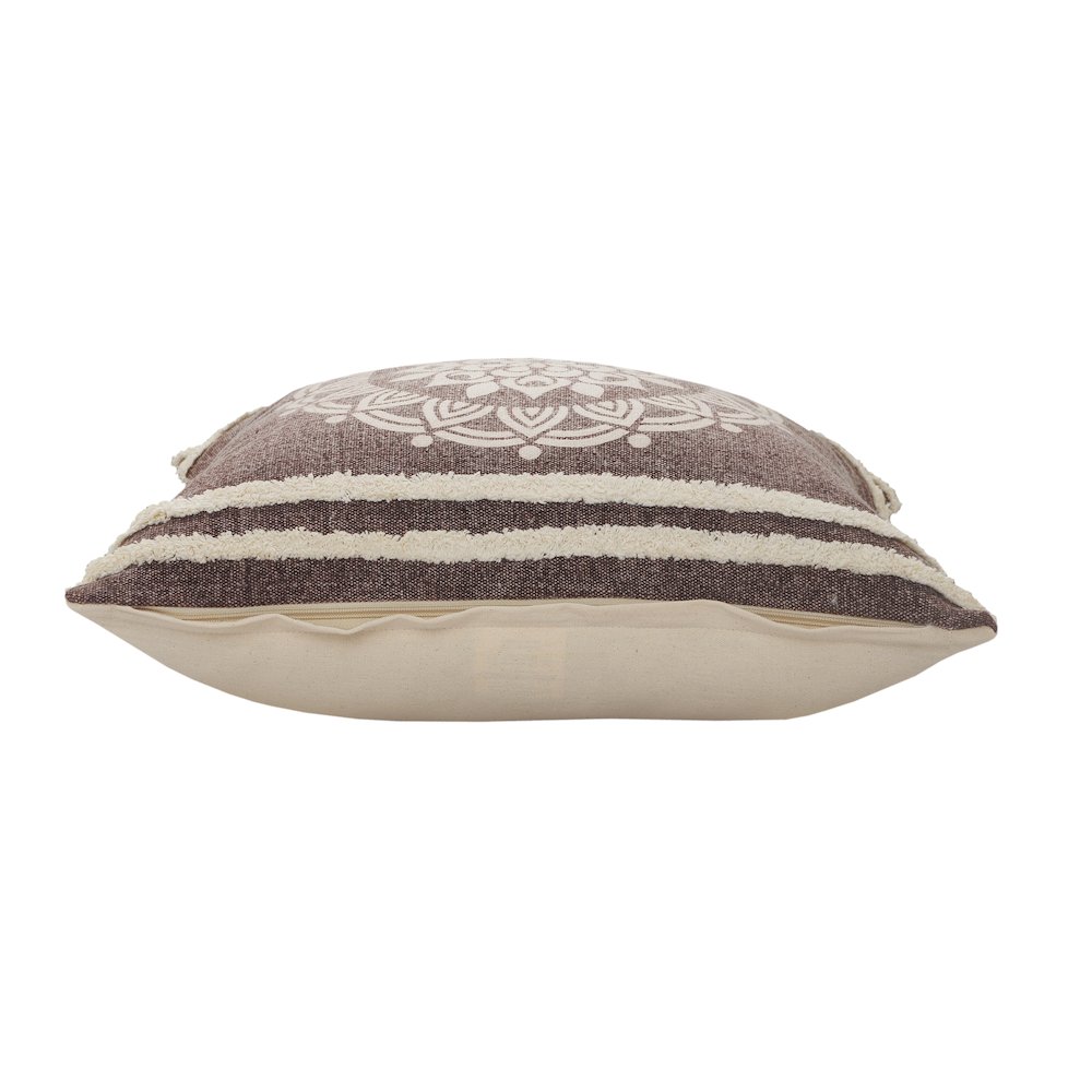 Mandala Cotton Pillow Set of 2 in Brown/White, 20" x 20". Picture 4
