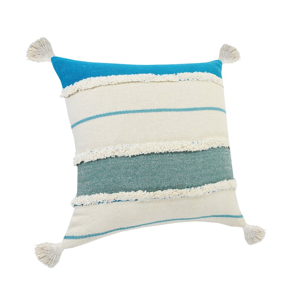 Quarry Cotton Pillow Set of 2 in White/Blue, 20" x 20". Picture 4