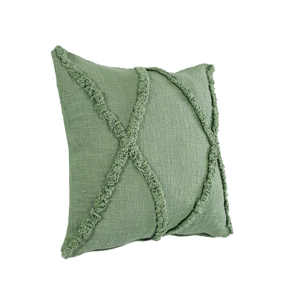 Reese Cotton Pillow Set of 2 in Green, 20" x 20". Picture 3