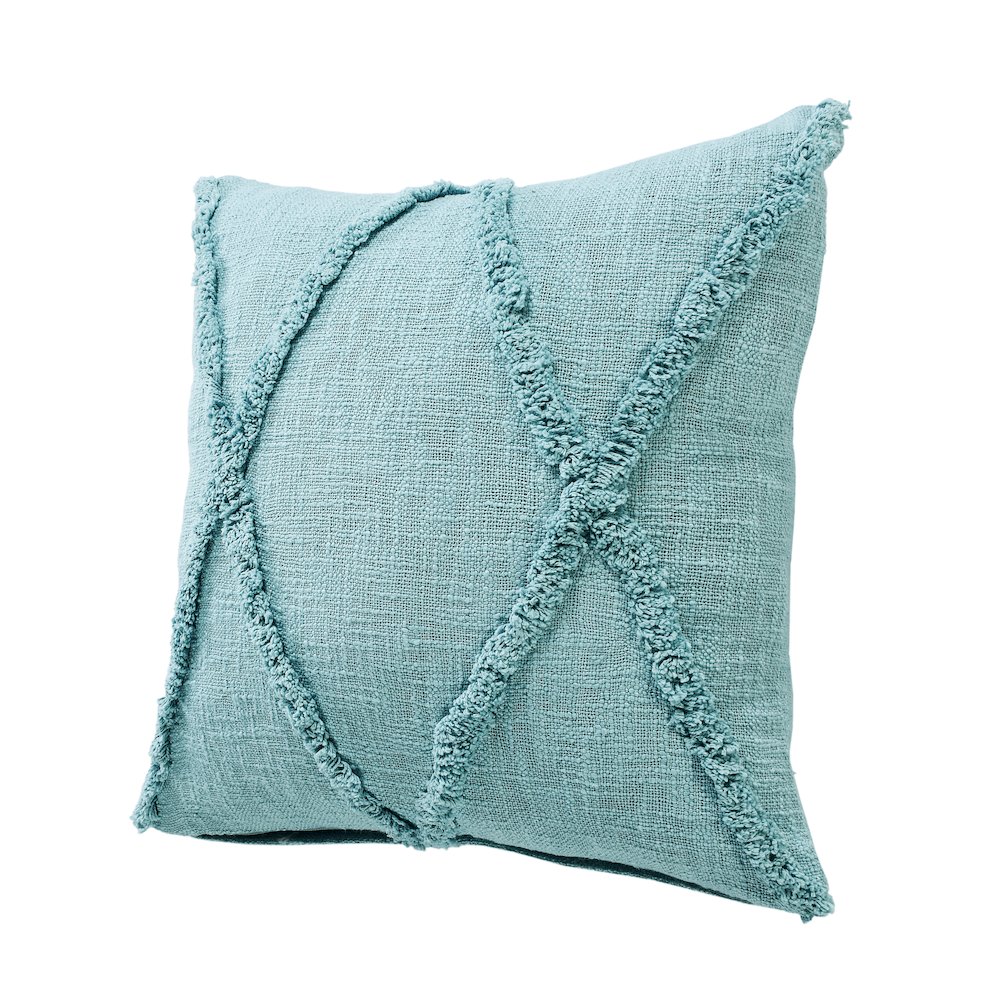 Reese Cotton Pillow Set of 2 in Blue, 20" x 20". Picture 5