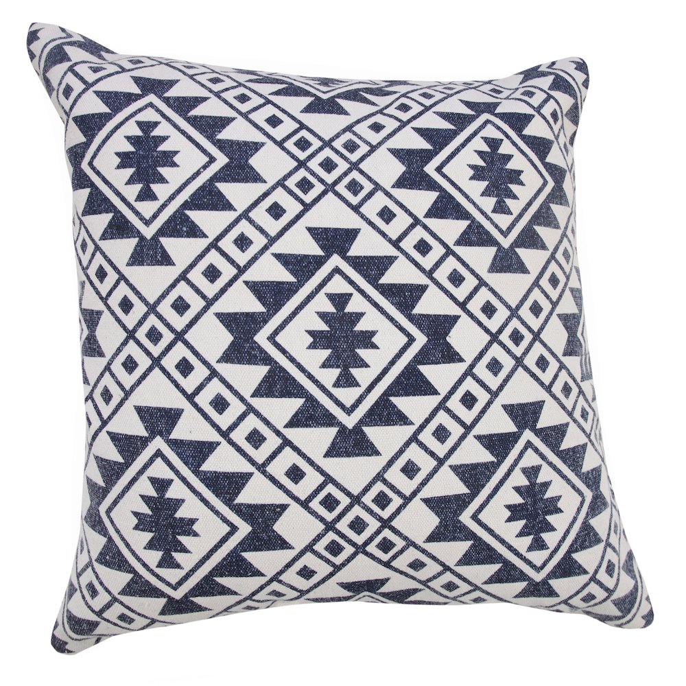 Zion Cotton Pillow Set of 2 in White/Blue, 20" x 20". Picture 4