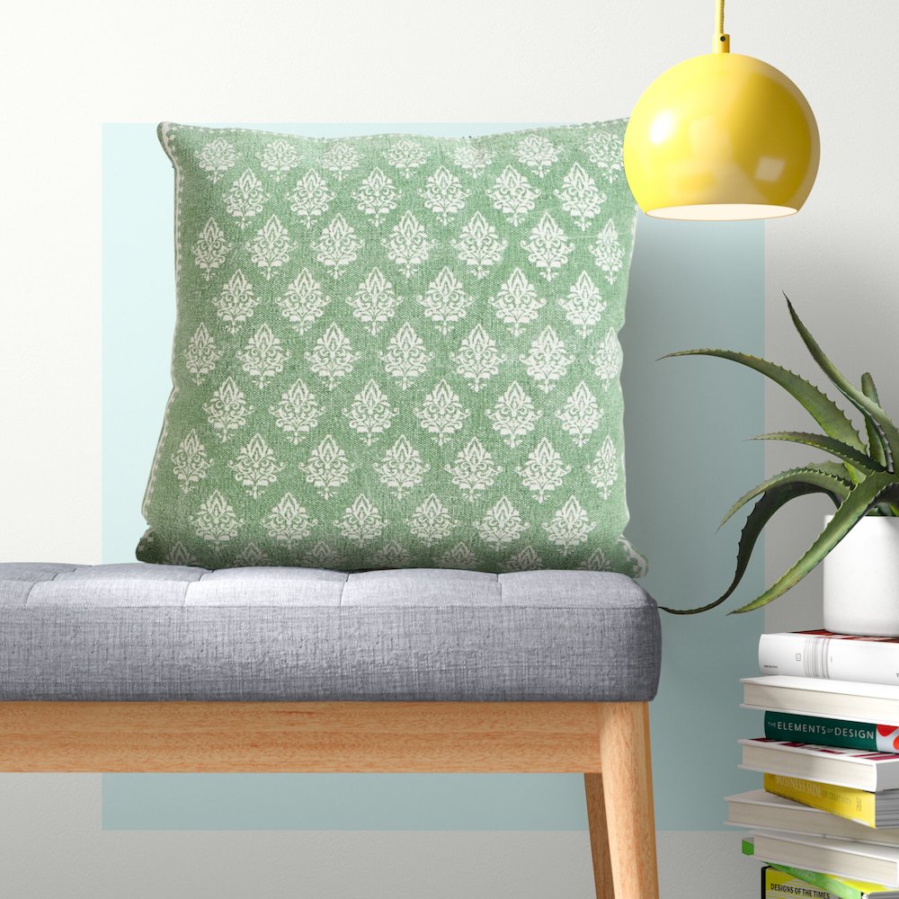 Fantasy Cotton Pillow Set of 2 in Green/White, 20" x 20". Picture 10