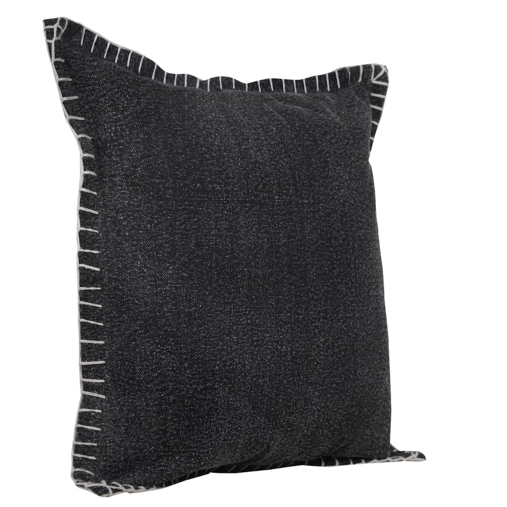 Vital  Cotton Pillow Set of 2 in Black, 20" x 20". Picture 4