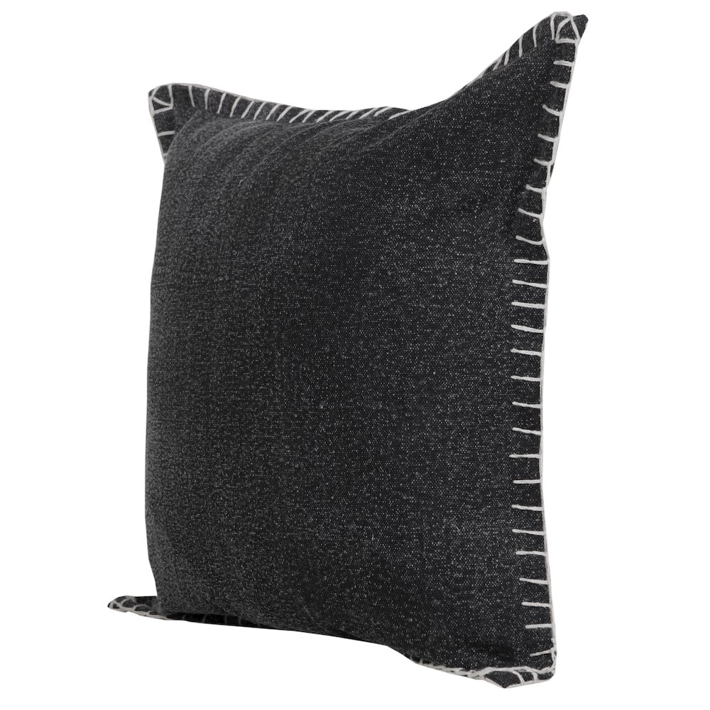 Vital  Cotton Pillow Set of 2 in Black, 20" x 20". Picture 5