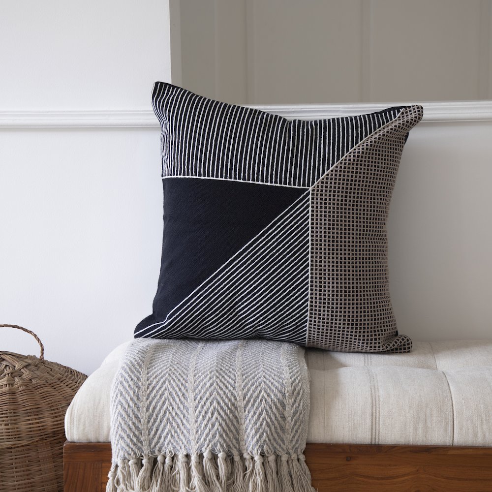 Stacy Garcia  Cotton Poly Filled Pillow in Black/White, 20" x 20". Picture 2