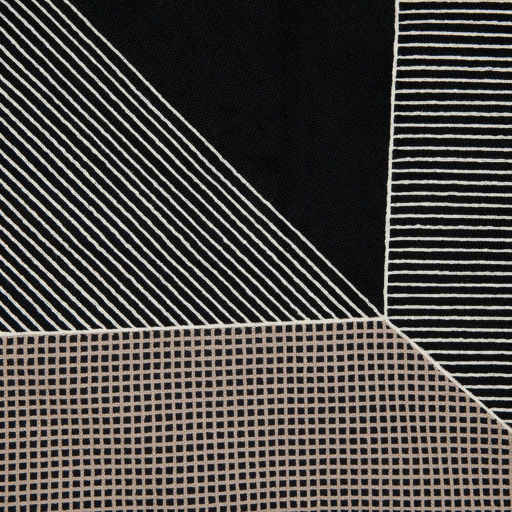 Black/White Contemporary Striped Geometric Hand-Woven Throw Pillow Cover. Picture 7