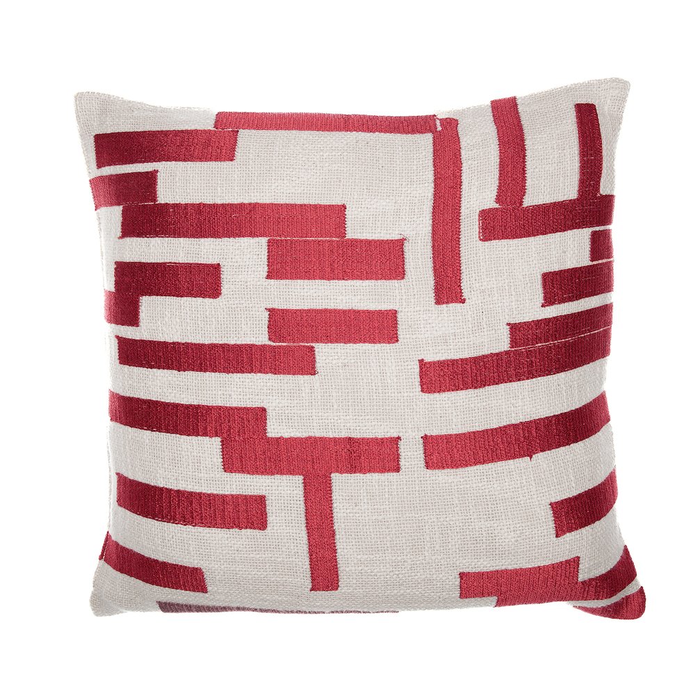 Stacy Garcia  Cotton Blend Poly Filled Pillow in Red/Ivory, 20" x 20". Picture 1