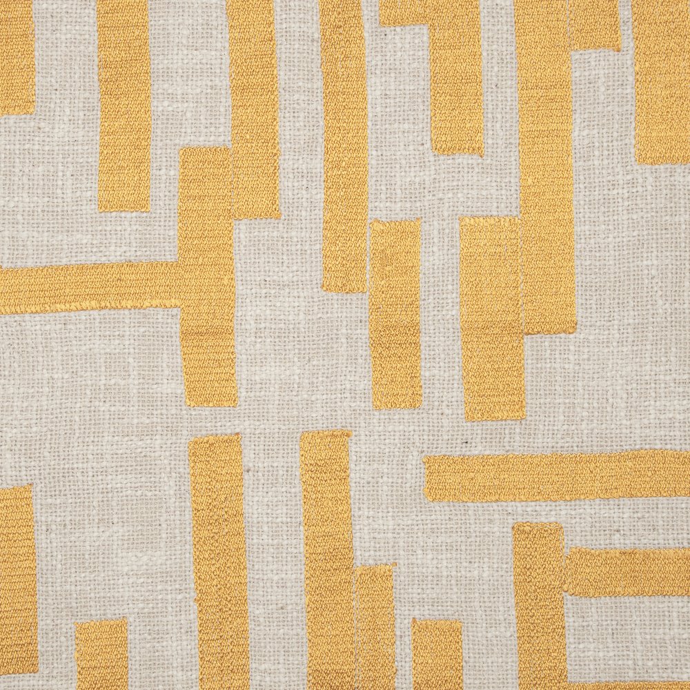 Yellow/Ivory Contemporary Geometric Hand-Woven Throw Pillow Cover. Picture 7