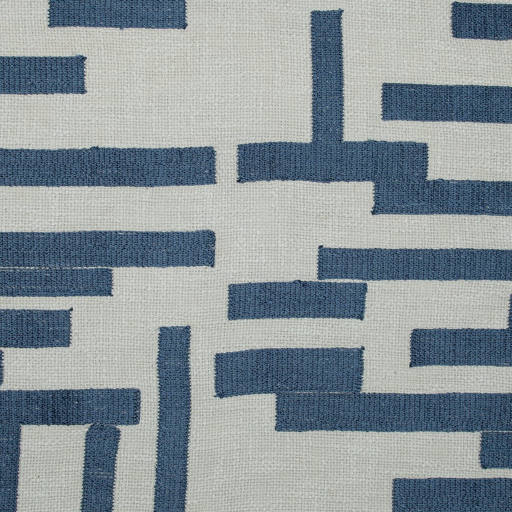 Blue/Ivory Contemporary Geometric Hand-Woven Throw Pillow Cover. Picture 7