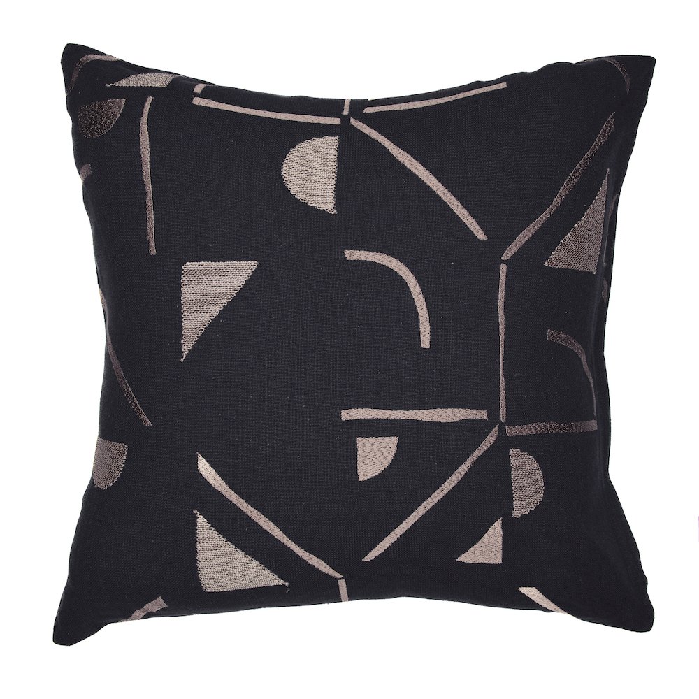 Stacy Garcia  Cotton Blend Poly Filled Pillow in Black/Beige, 20" x 20". Picture 1