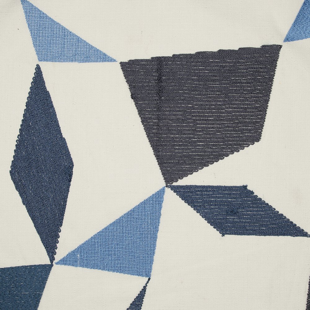 Ivory/Blue Contemporary Geometric Hand-Woven Throw Pillow Cover. Picture 7