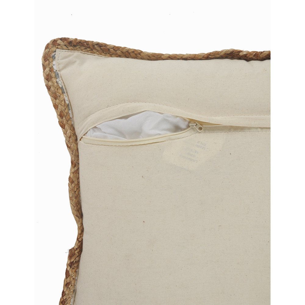 Riley Cotton and Jute Pillow Set of 2 in Gray/White, 18" x 18". Picture 4