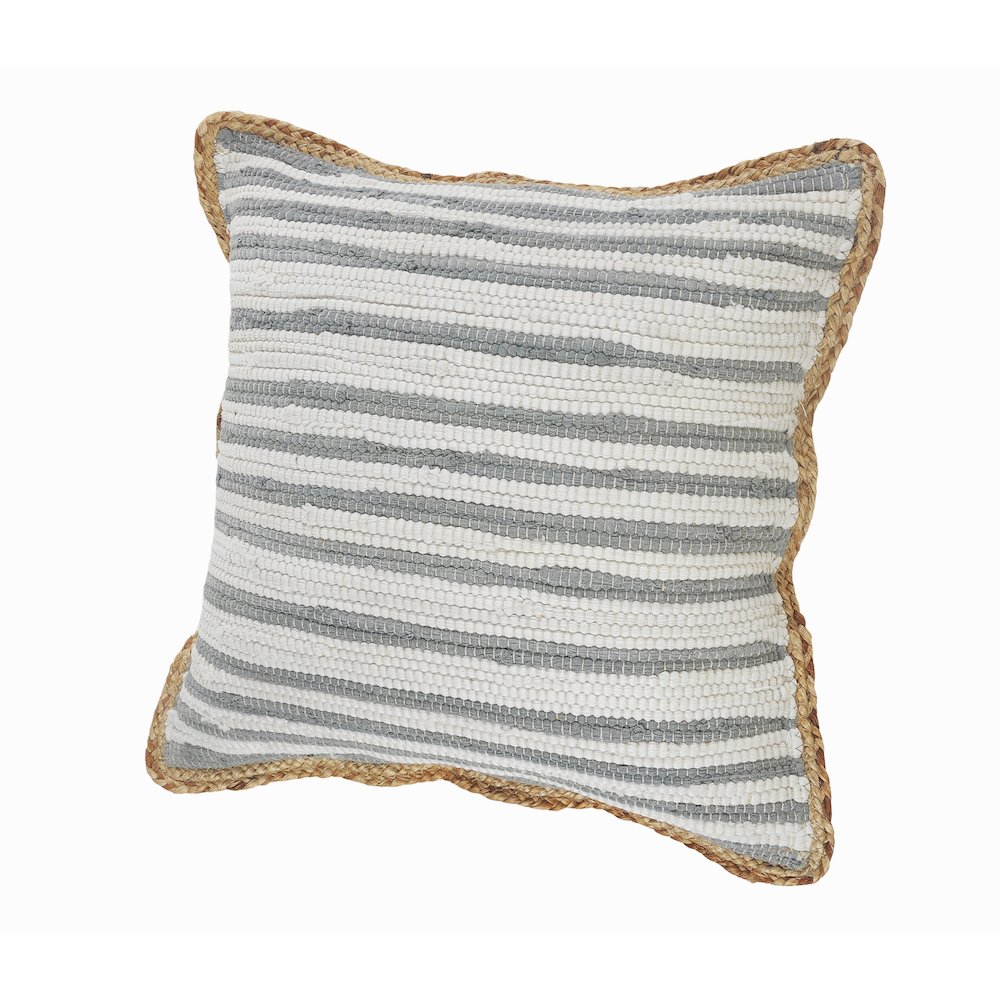 Riley Cotton and Jute Pillow Set of 2 in Gray/White, 18" x 18". Picture 10