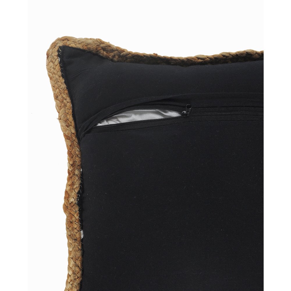 Riley Cotton and Jute Pillow Set of 2 in Black/White, 18" x 18". Picture 4