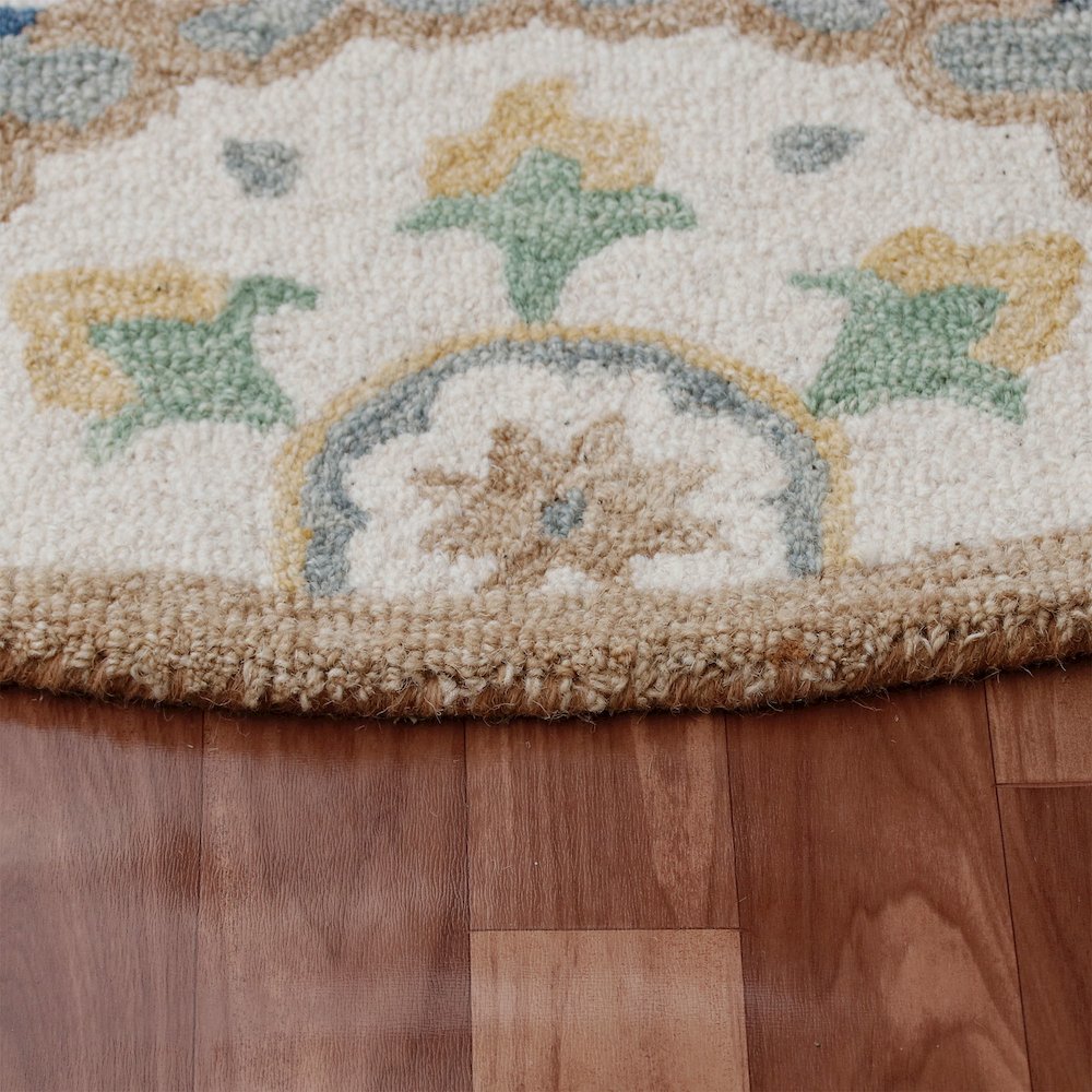RugsA Gray/Brown Suzani Wool Round Rug. Picture 3