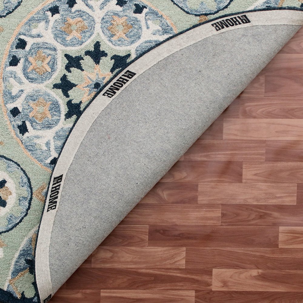 RugsA Sage/Blue Suzani Wool Round Rug. Picture 6