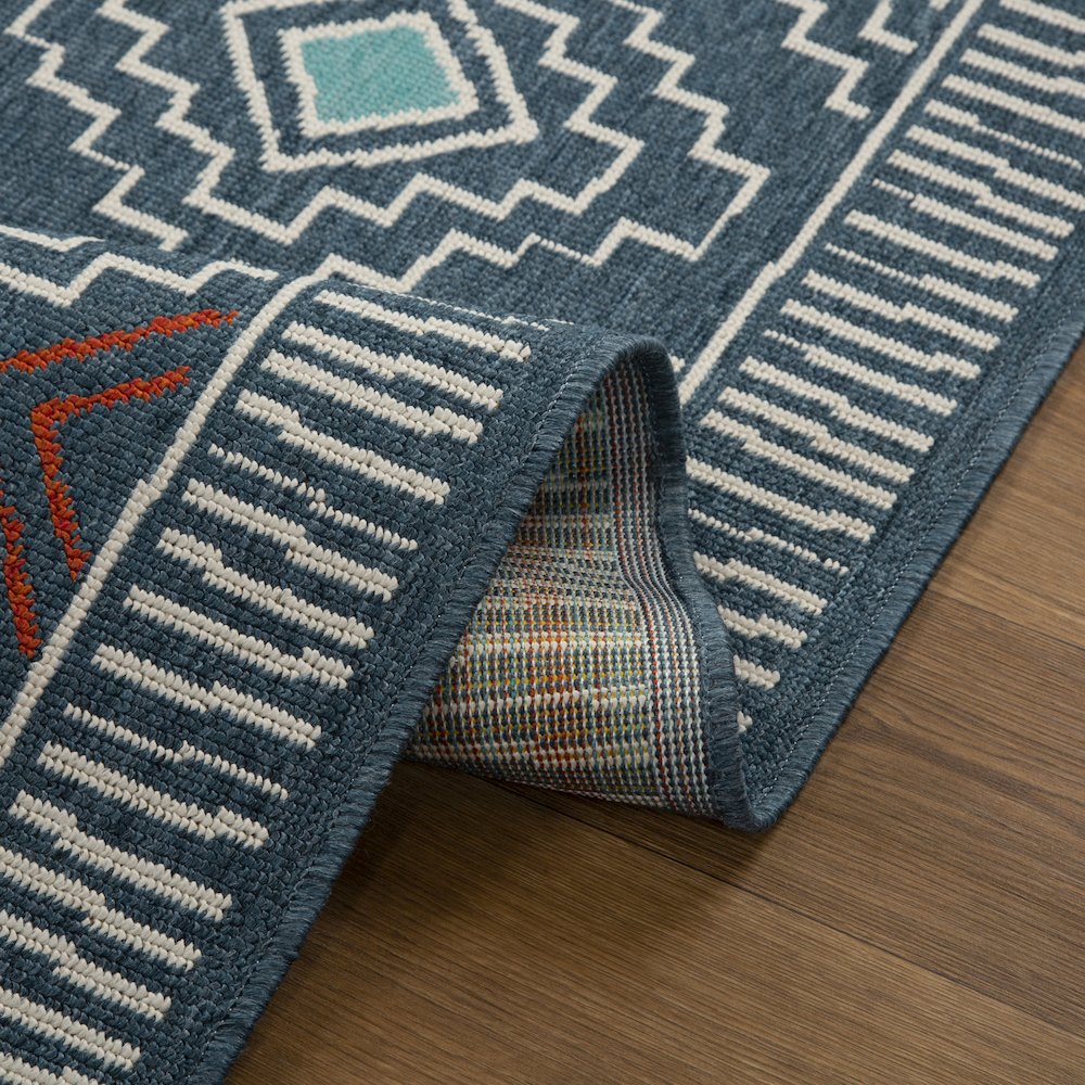 Evette Rios Navy/Ivory Southwestern Tribal Polypropylene Indoor/Outdoor Area Rug. Picture 3