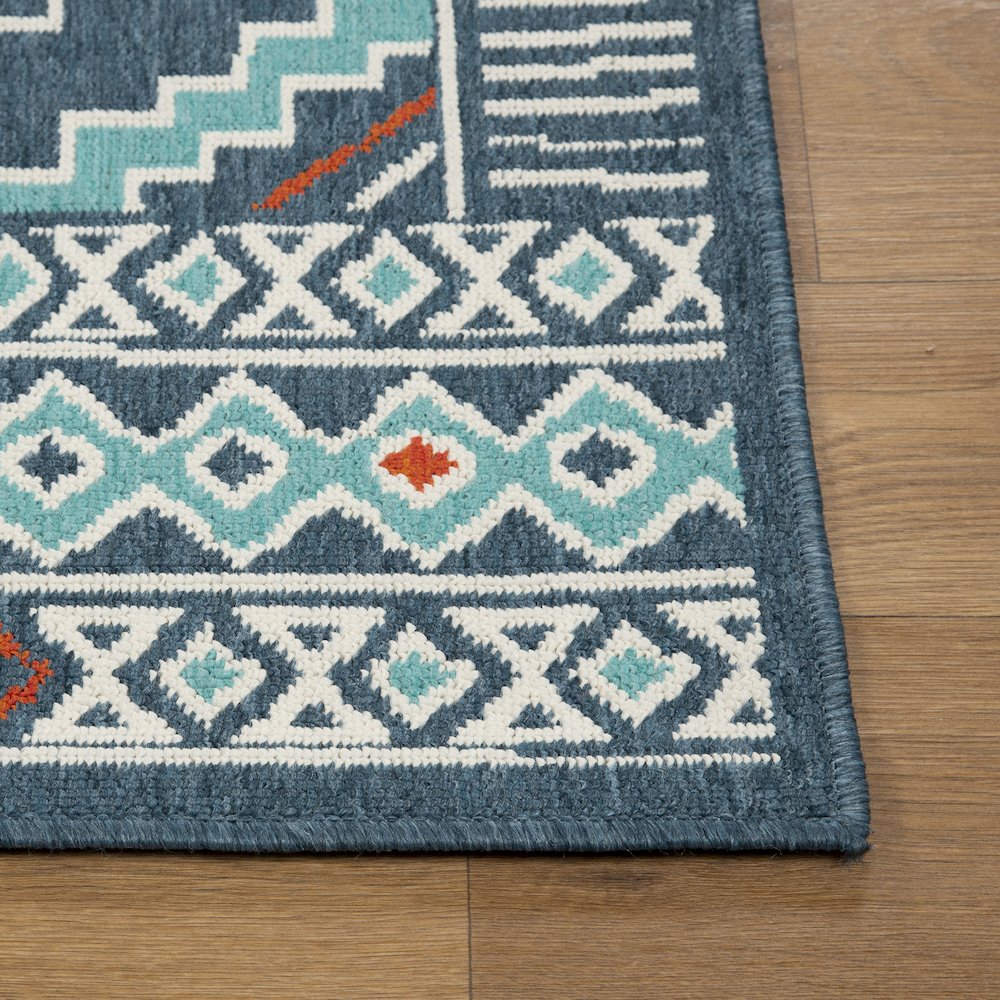 Evette Rios Navy/Ivory Southwestern Tribal Polypropylene Indoor/Outdoor Area Rug. Picture 4