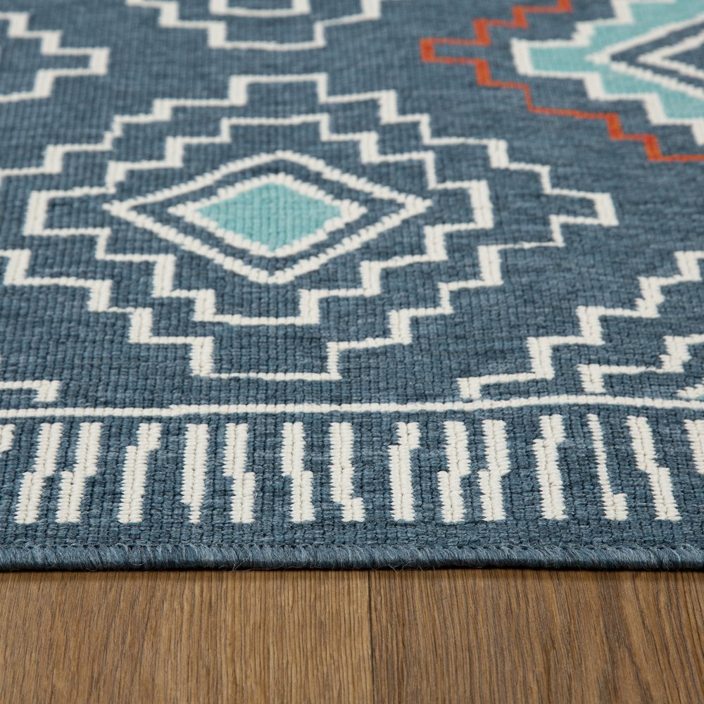 Evette Rios Navy/Ivory Southwestern Tribal Polypropylene Indoor/Outdoor Area Rug. Picture 6