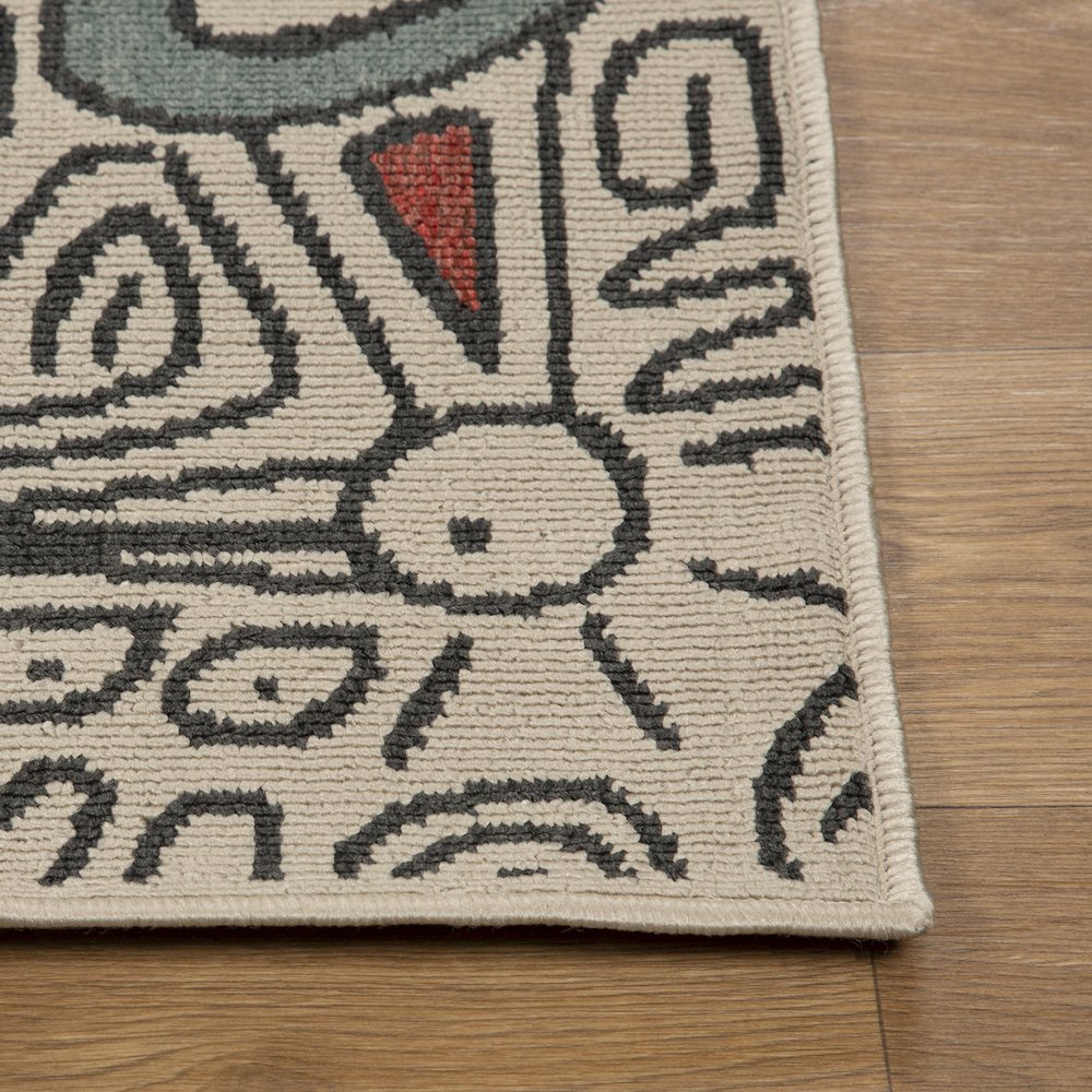 Evette Rios Ivory/Black Bohemian Abstract Polypropylene Indoor/Outdoor Area Rug. Picture 4