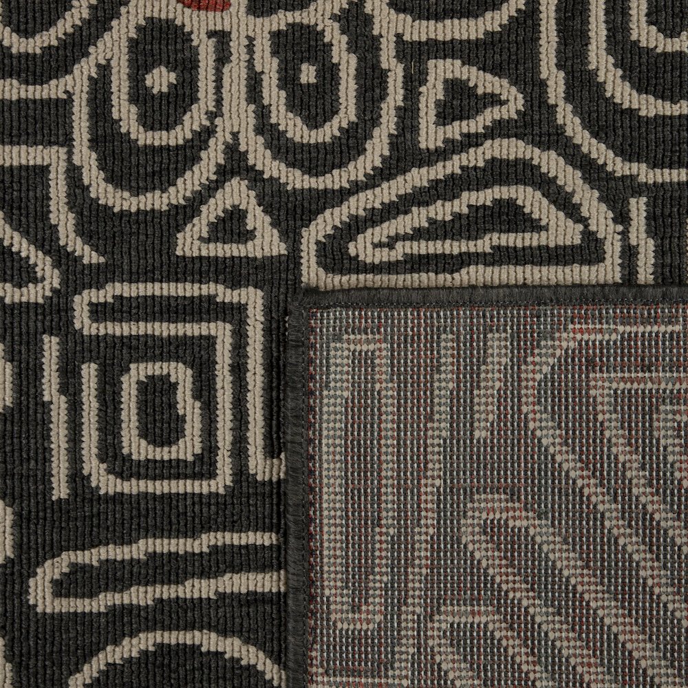 Evette Rios Black/Ivory Bohemian Abstract Polypropylene Indoor/Outdoor Area Rug. Picture 5