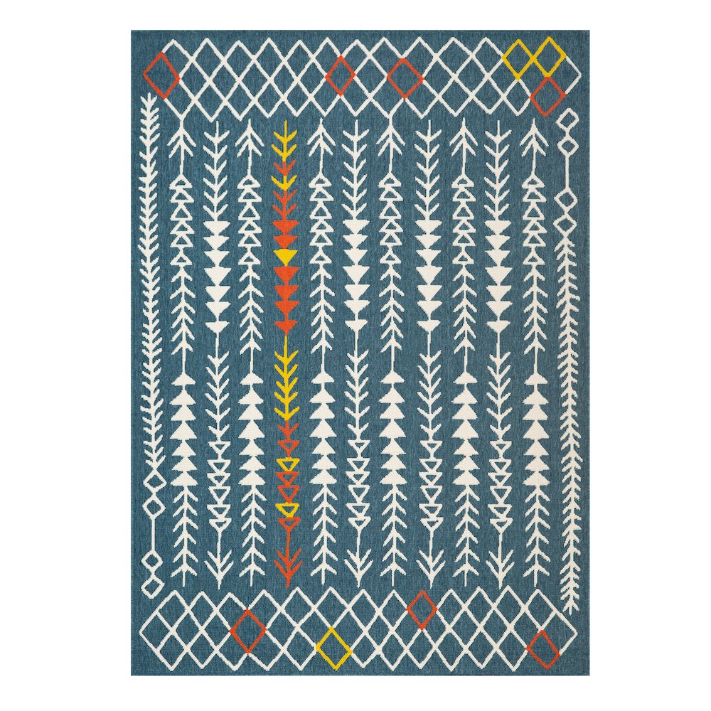 Evette Rios Ivory/Navy Southwestern Tribal Polypropylene Indoor/Outdoor Area Rug. Picture 1