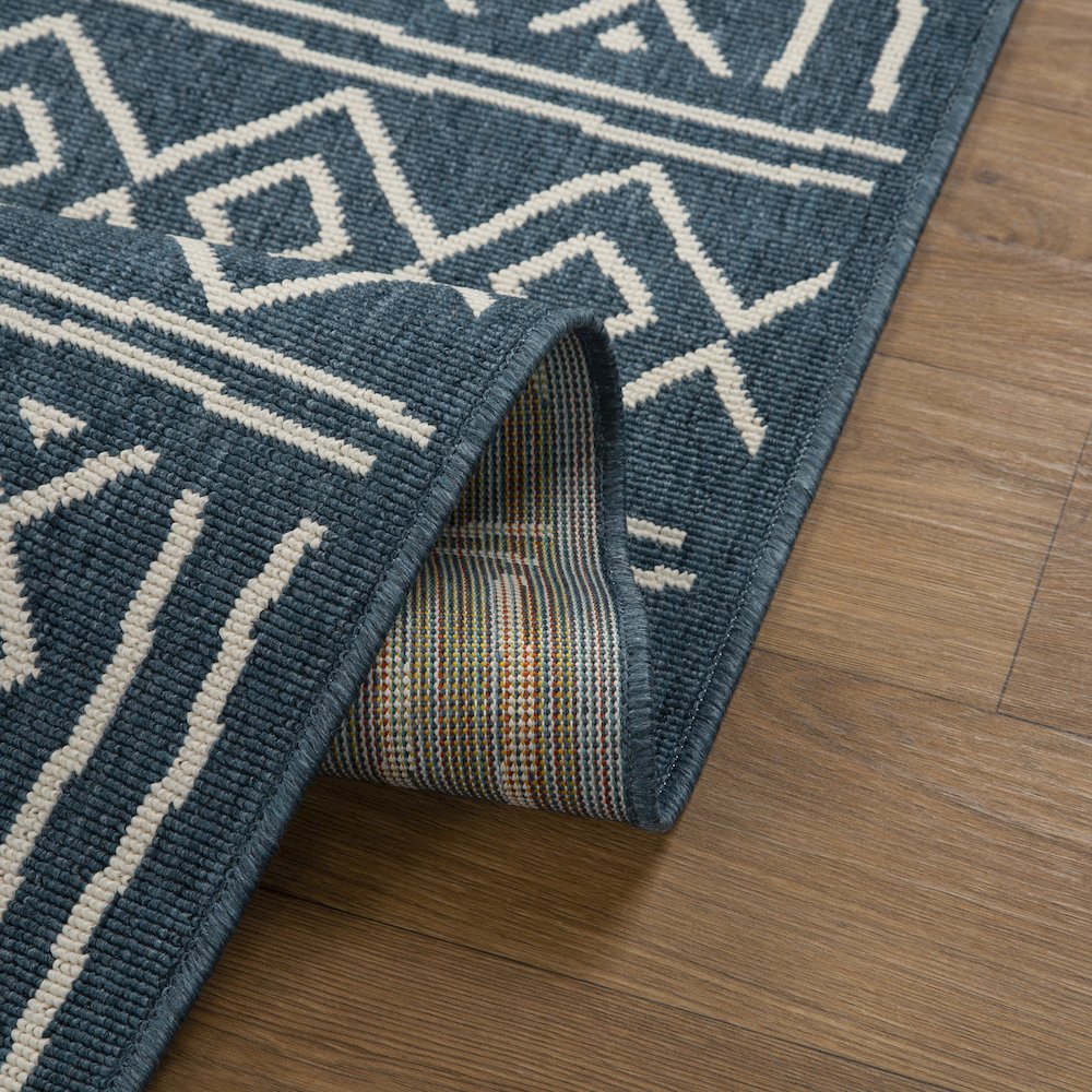 Evette Rios Ivory/Navy Bohemian Tribal Polypropylene Indoor/Outdoor Area Rug. Picture 3