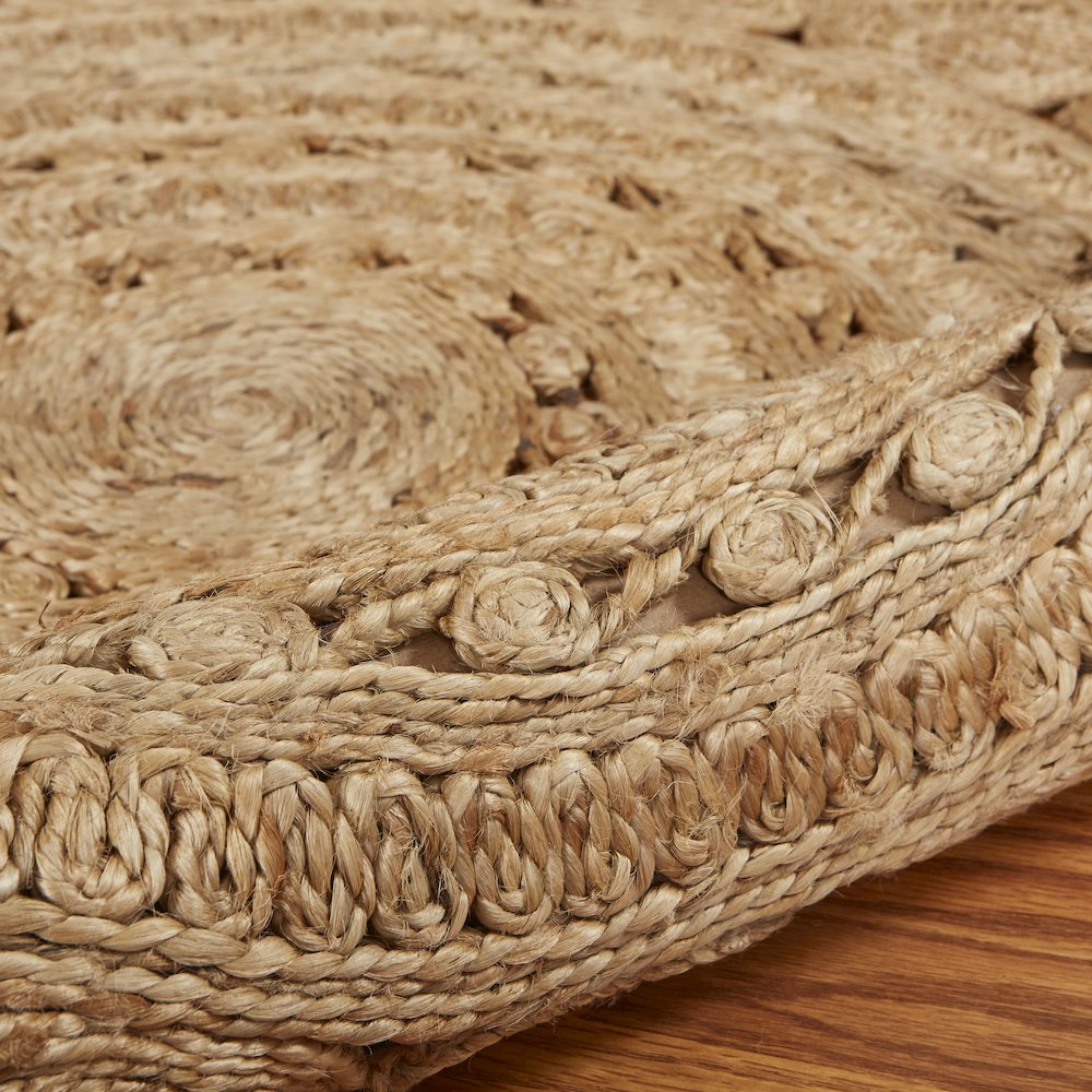 Ox Bay Natural Eclectic Circles All-Natural Jute Indoor Round Area Rug. Picture 4