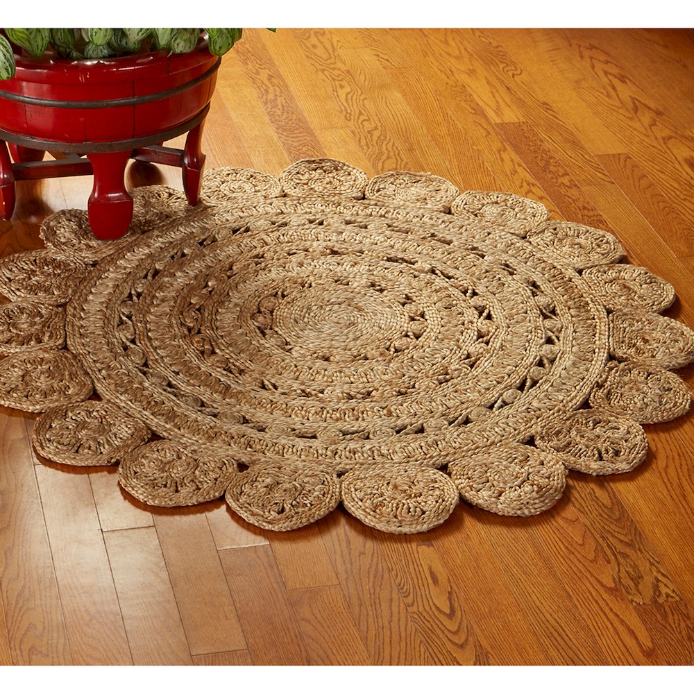 Ox Bay Natural Eclectic Circles All-Natural Jute Indoor Round Area Rug. Picture 6