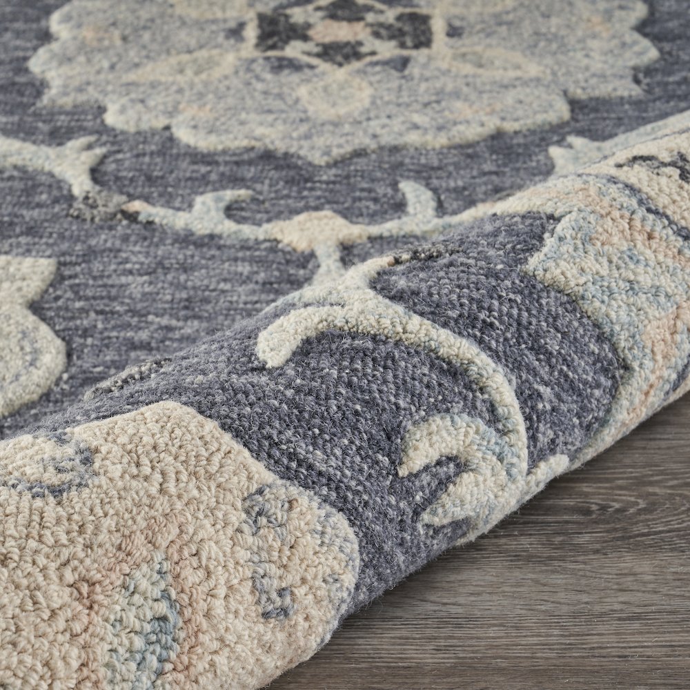 Deep Gray Floral Garden Area Rug 7'0"x9'0". Picture 4