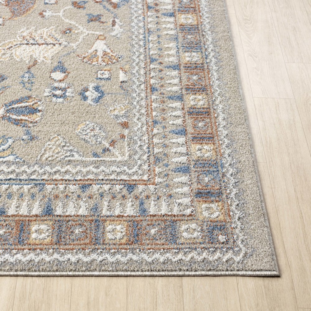 Beige/Rust Modern Geometric Performance Washable Indoor Area Rug. Picture 5