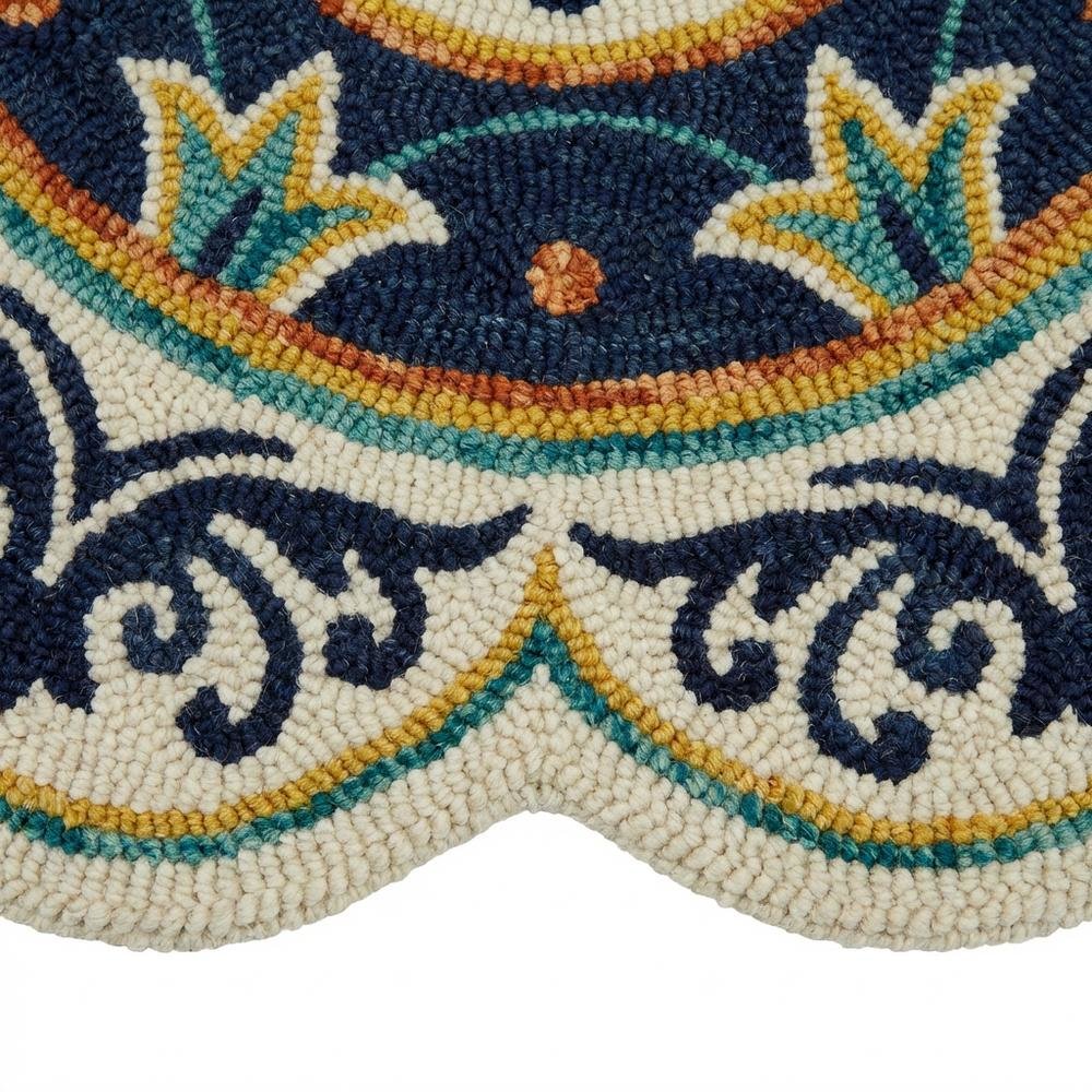 Blue Indoor Round Area Rug With Classic Design And Soft Material. Picture 6