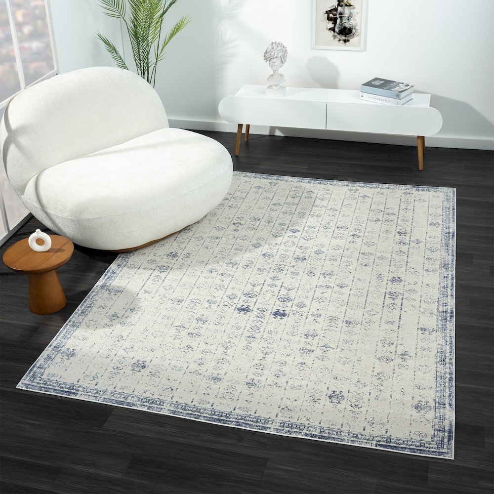 Aria Durable Performance Area Rug Indoor in Gray/Blue, 7'10" x 9'10". Picture 8