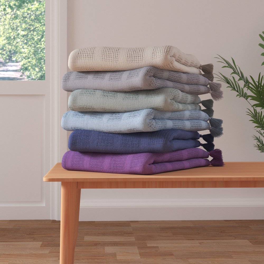 Indigo Solid All-Natural Cotton Throw Blanket. Picture 7