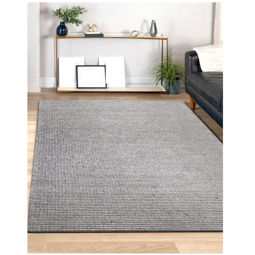 Bergen Wool Blend Area Rug Indoor in Gray/Silver, 9' x 12'. Picture 2