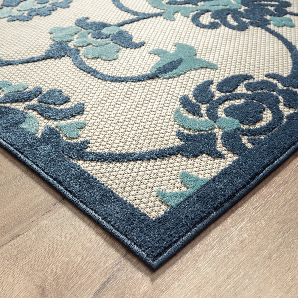 Copa Cabana Durable Performance Area Rug Outdoor in Blue/Beige, 7'10" x 9'10". Picture 6